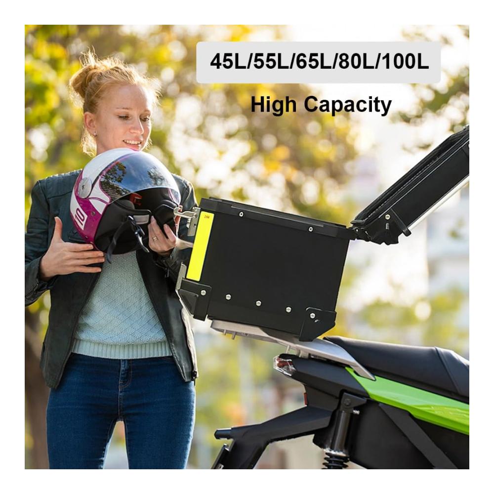 Motorrad-Topcase Alukoffer Wasserdicht 100L Schwarz | Multifunktionaler Gepäckkoffer für große Kapazität | Motorradkoffer Heckbox Tour-Aufbewahrungskoffer | Top-Cases Innovation 2024