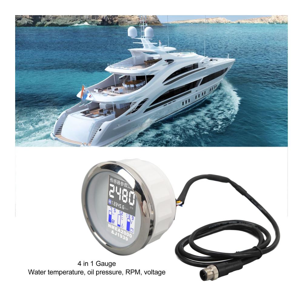 Instrumentenblöcke 85mm für Wohnmobile Yachten & Autos | NMEA2000 J1939 | Wassertemperatur Öldruck Spannung | Weißes Zifferblatt | Präzise Messungen & einfache Integration