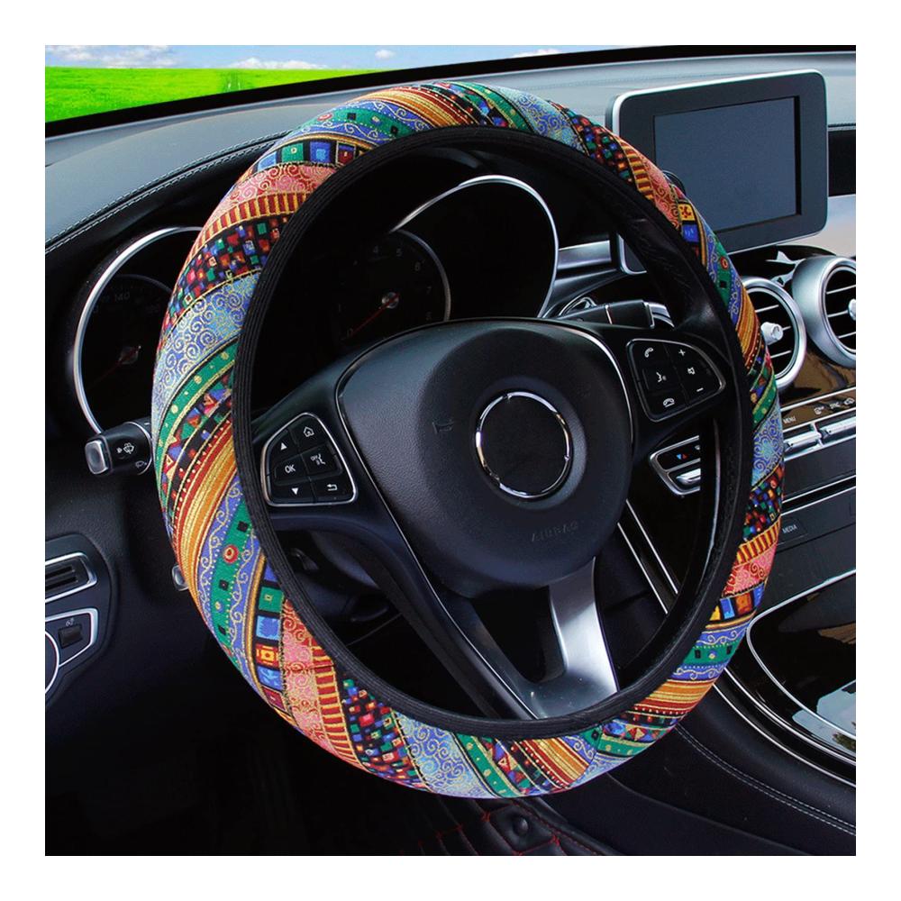 Boho Style Lenkradhülle für Damen – Universeller Lenkradbezug für Auto SUV LKW & Transporter – Attraktive Lenkrad Abdeckung für Frauen – Schützen Sie Ihr Lenkrad mit Stil