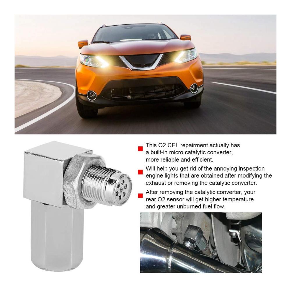 Optimieren Sie die Leistung Ihres Autos mit unseren hochwertigen Lambdasonden | 90° Auto Sauerstoffsensor Distanzstück CEL Bung Fix Check Motorlicht Mini Katalysator Auto Zubehör | M18X1.5 Katalysator