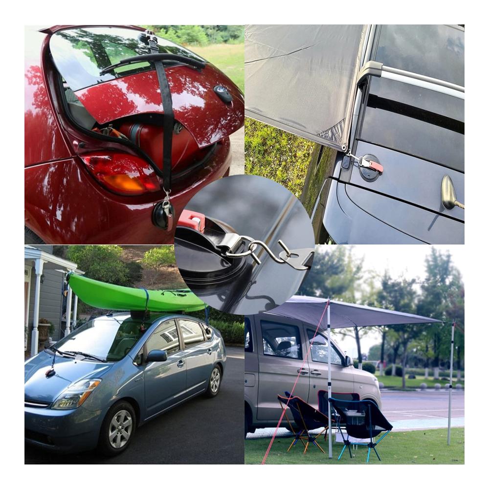 Multifunktionales Zubehör-Set 2er-Pack Saugnäpfe mit 4 S-Haken für Camping Auto Haushalt. Ideal für Halterung Spanner Planen & Zelte