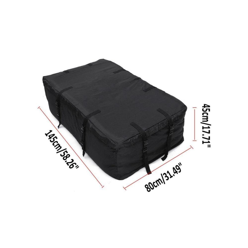 Große Dachbox für Auto SUV und Van | 145 x 80 x 45 cm | Schwarze Aufbewahrungstasche für Mesh-Gepäckträger | Reise-Fracht-Lösung | Passend für die meisten Fahrzeuge