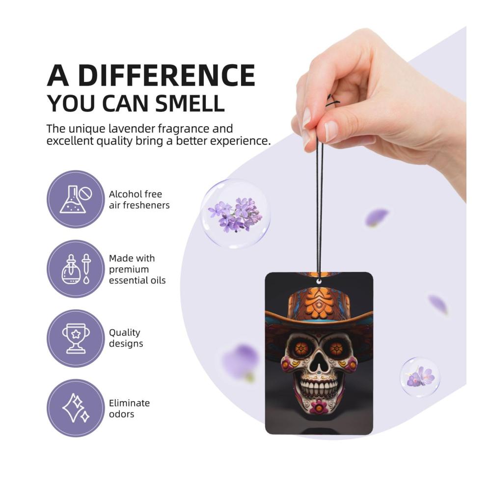 6er-Pack Mexikanische Halloween-Totenkopf-Bild rechteckig Lufterfrischer Frische und Stil für Auto Kleiderschrank & Badezimmerdekoration