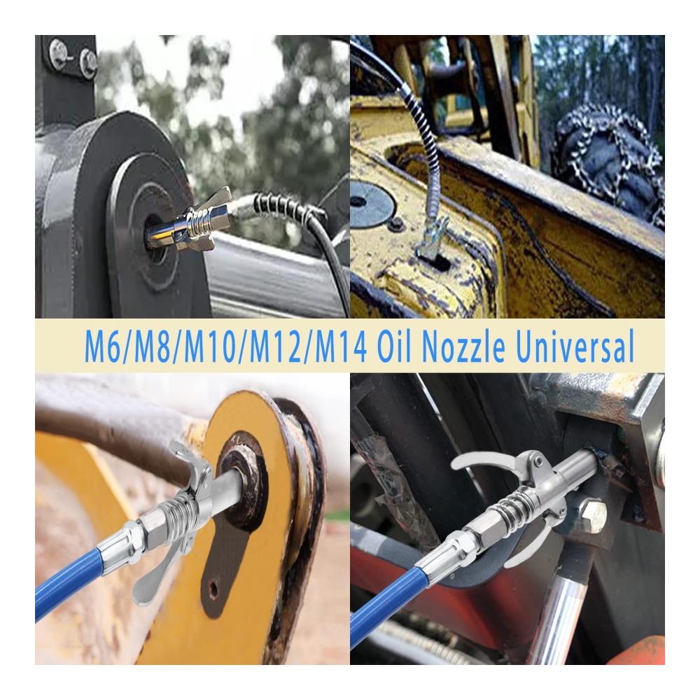 Hochwertiger G Coupler für Schmierpressen | Doppelgriff Metall Schwanhaus Fettkupplung mit 30cm Schlauch | Effiziente Schmierung für alle Anwendungen