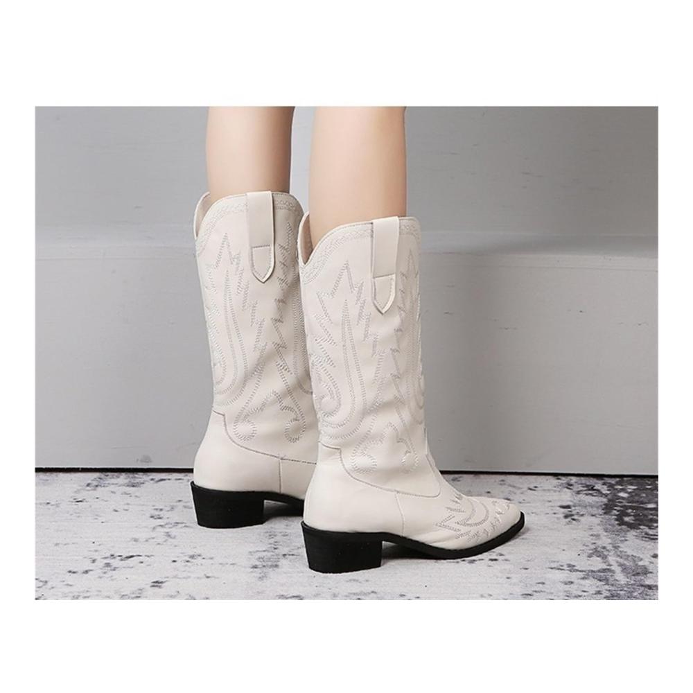 Erleben Sie den Charme des Wilden Westens Vintage Cowboystiefel für Damen in Weiß bestickt mit authentischem Western-Flair – Ideal für Motorradtouren und lässige Outfits! (Größe 40 EU