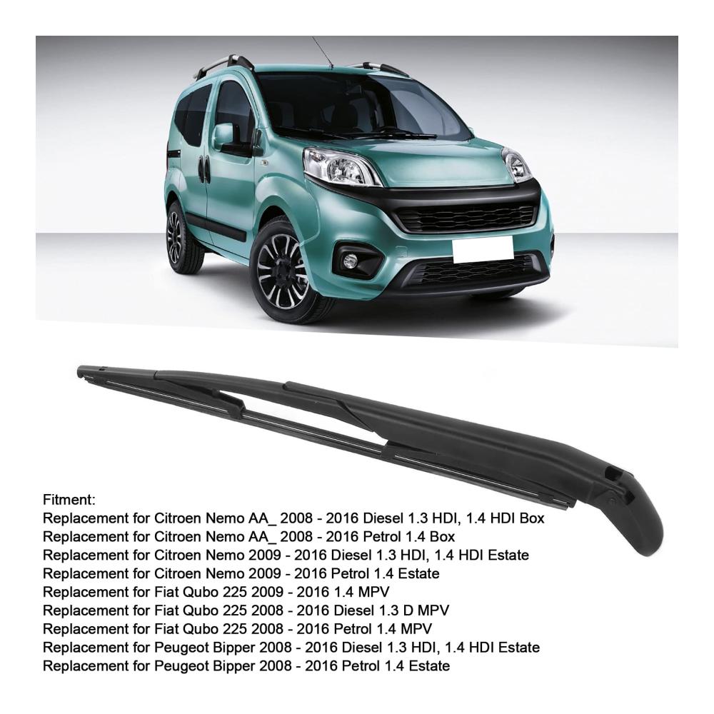 Verbessern Sie Ihre Sicht! Hochwertiges Heckscheibenwischer-Set für FIAT QUBO 225 (2009‑2016) - Effizienter Ersatzarm und Wischer für klare Sicht bei jedem Wetter