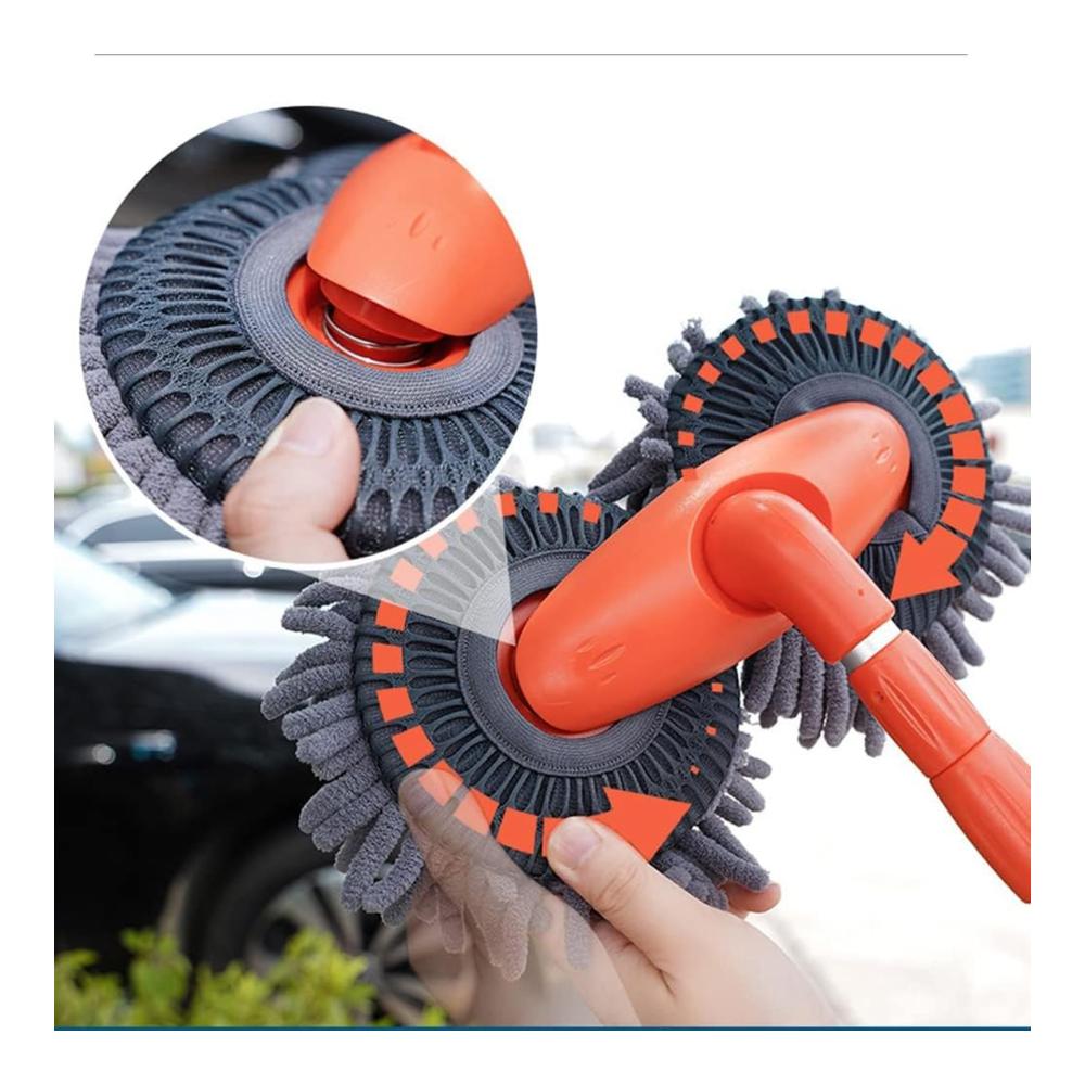 Autowaschbürsten-Set Effektive Reinigung mit 1 Ersatzkopf einziehbarer doppellagiger Bürste kratzfestem Mikrofaser-Handschuh & Reinigungsbürste für Fahrzeuge. Entdecken Sie jetzt