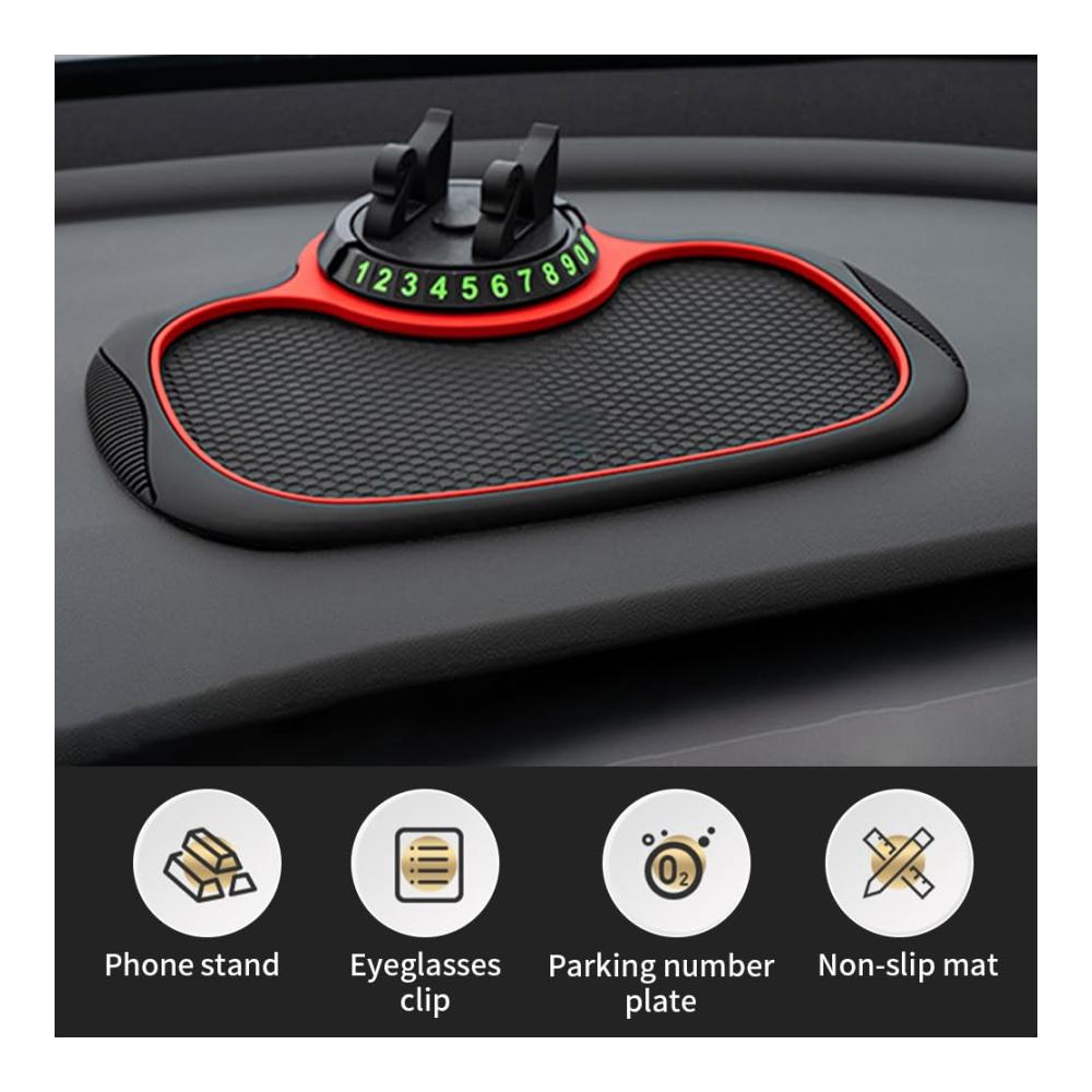 Auto Antirutschmatte Armaturenbrett Schwarz | Multifunktionale Rutschfeste Matte mit 360° Halterung | Inkl. Handyhalterung | Autos Rutschfestes Telefonpad Dashboard | Praktisches Zubehör für sicheres Fahren