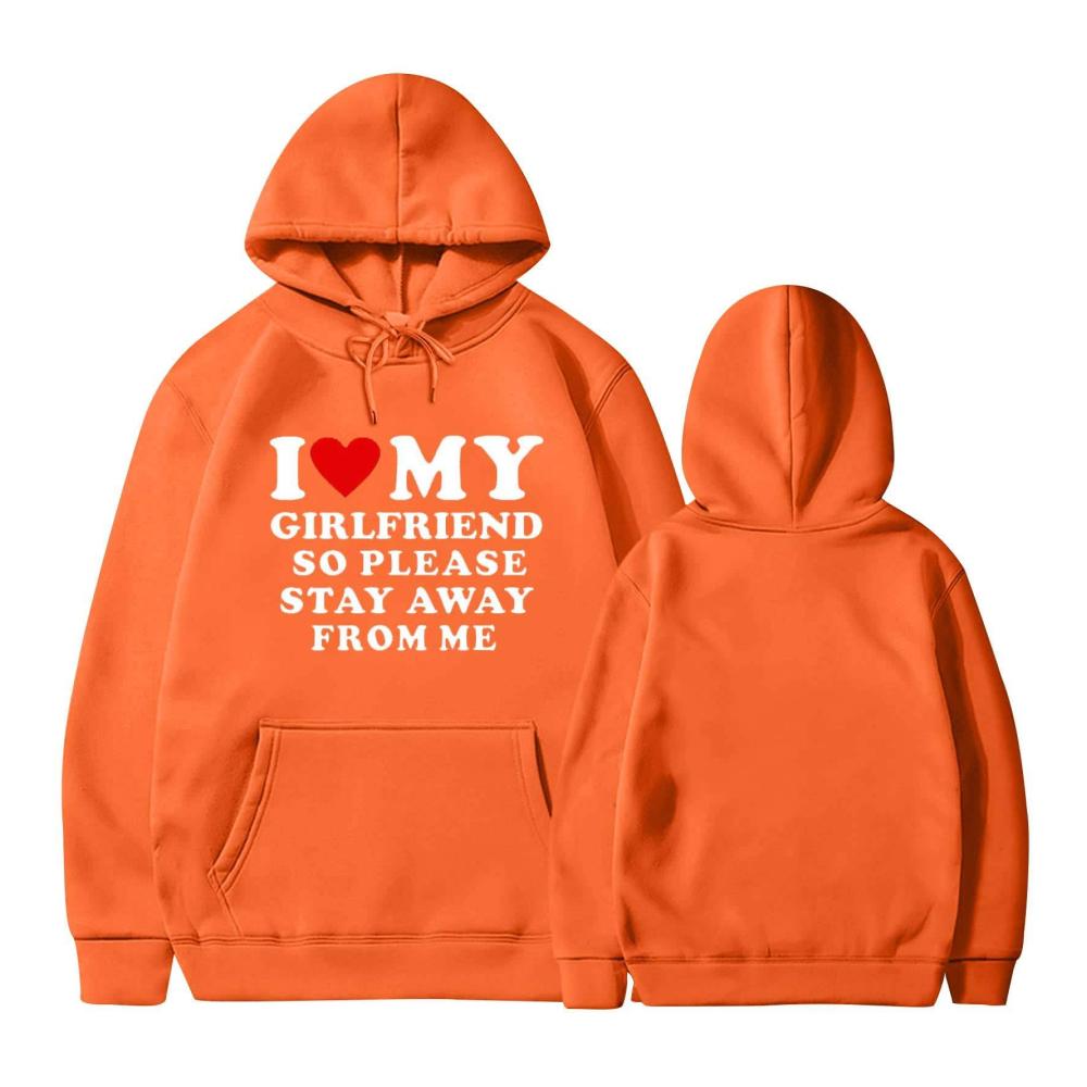 Lustiger Kapuzenpullover Ich Liebe Meine Freundin - Halte Dich fern - Modischer Hoodie mit Alphabetdruck für Männer - Langärmelig - Hoodie Mode für Kleidungsliebhaber