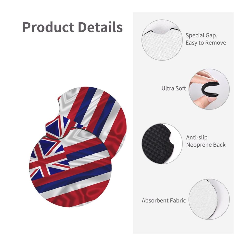2er Set Auto-Getränkehalter mit Hawaii Flagge | Amerikanisches Design | Wasserfest rutschfest & langlebig | Praktisches Zubehör für unterwegs | Perfekt für Autofahrer
