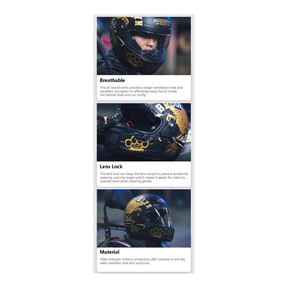 Authentischer Retro-Integralhelm für Erwachsene – DOT/ECE-Zulassung – Vintage Style – Hochwertiger Crash Helm für Motorradkreuzer – Idealer Schutz für Straßen- und Motocross-Fahrten – Größe D M=57-58CM