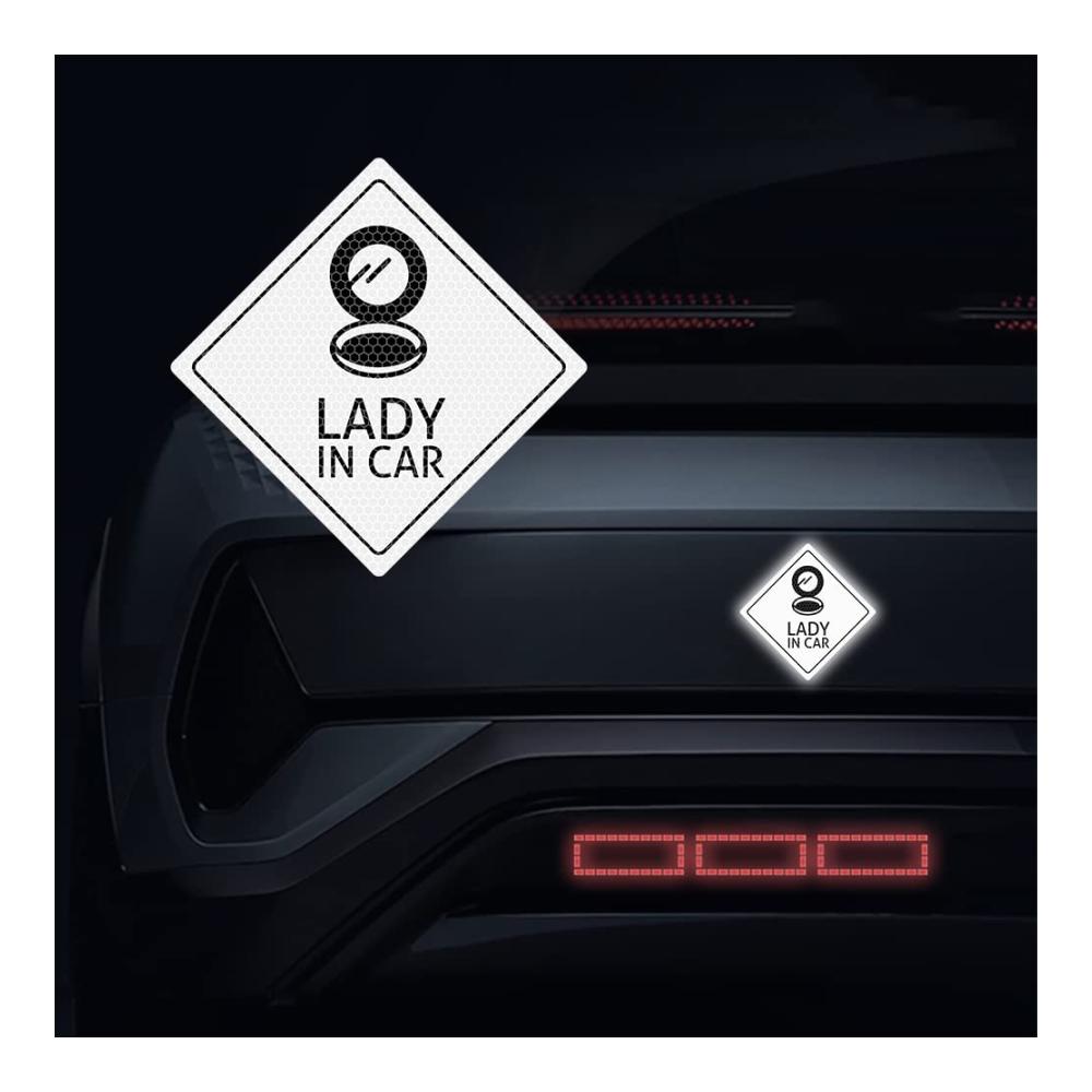 2er Set Damen im Auto Aufkleber | Reflektierende Sicherheitsaufkleber für Frauen | Hochintensive Make-up-Spiegel | Ideal für Autos Motorräder & LKW | Fensteraufkleber & Stoßstangen-Aufkleber