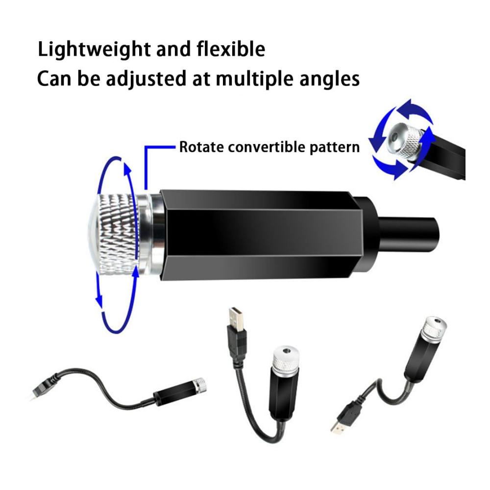 2 Stück LED Innenbeleuchtung Set | Romantische Sternenhimmel Projektoren für Auto & Wohnzimmer | USB Nachtlicht | Atmosphäre Schaffen in jedem Raum