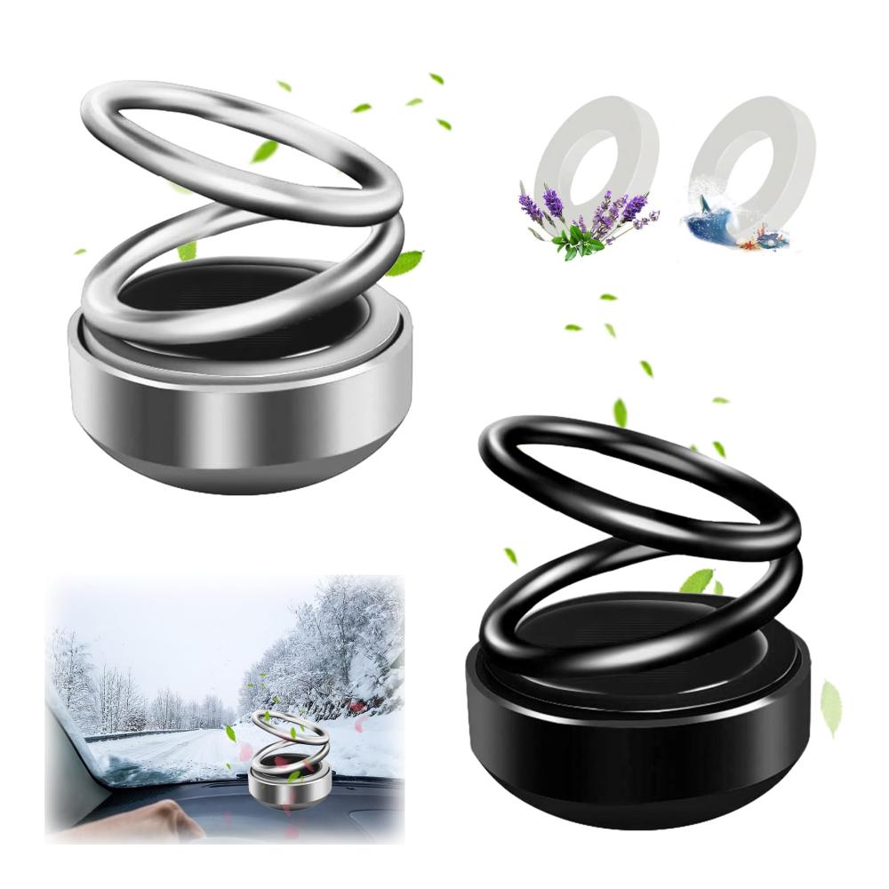 Genießen Sie frische Düfte überall - Aroma-Diffusoren Set Kinetische Heizung Mini 2 Stück für saubere Luft im Auto und unterwegs - Schwarz Silber