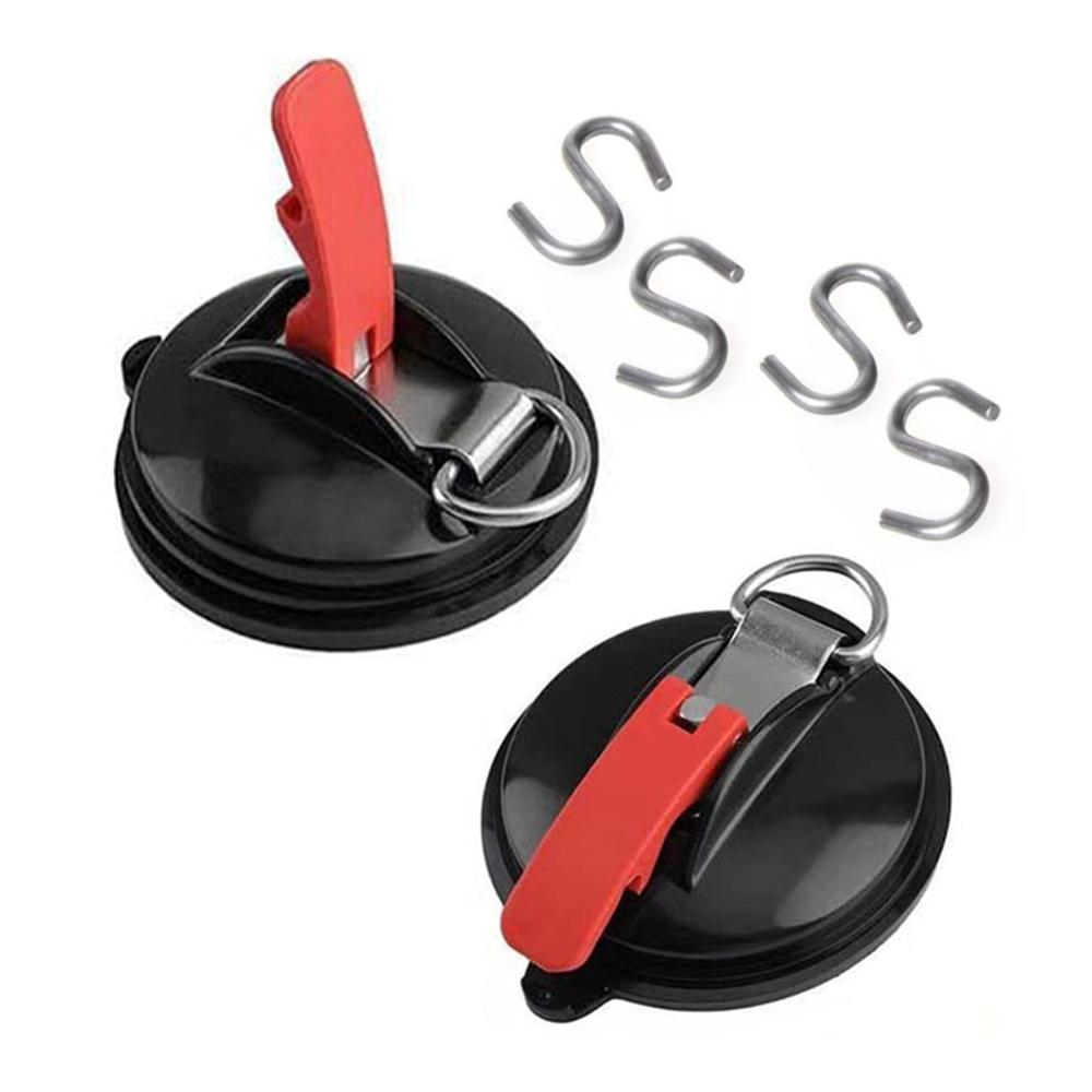 Multifunktionales Zubehör-Set 2er-Pack Saugnäpfe mit 4 S-Haken für Camping Auto Haushalt. Ideal für Halterung Spanner Planen & Zelte