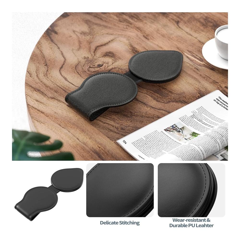 Auto Sonnenblende Brillenhalterung Set - Praktisches Zubehör für Sonnenblendenschutz - 2er Packung Sonnenbrillenhalter mit Kartenclip und Etui - Halterung und Organizer für Autofahrer - Schwarz