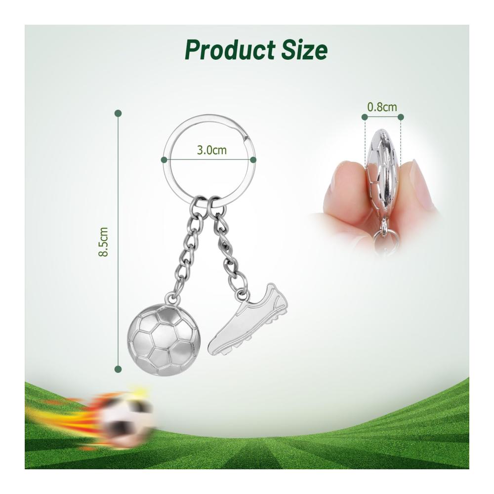 Erhalten Sie Ihren Fußball-Spirit! 4er Set Fußball-Schlüsselanhänger für Jungen & Männer – Tolle Auto-Deko und Geschenkidee – Metall-Fußball-Anhänger mit O-Ring – Perfekt für Sportfans