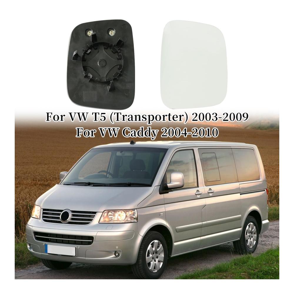 Ersetzen Sie Ihren defekten Spiegel mit Leichtigkeit - Hochwertiges Rückspiegelglas für VW T5 (Transporter) 2003-2009 und VW Caddy 2004-2010 - Unterstützt bequeme Heizfunktion und einfache Montage/Entfernung (R