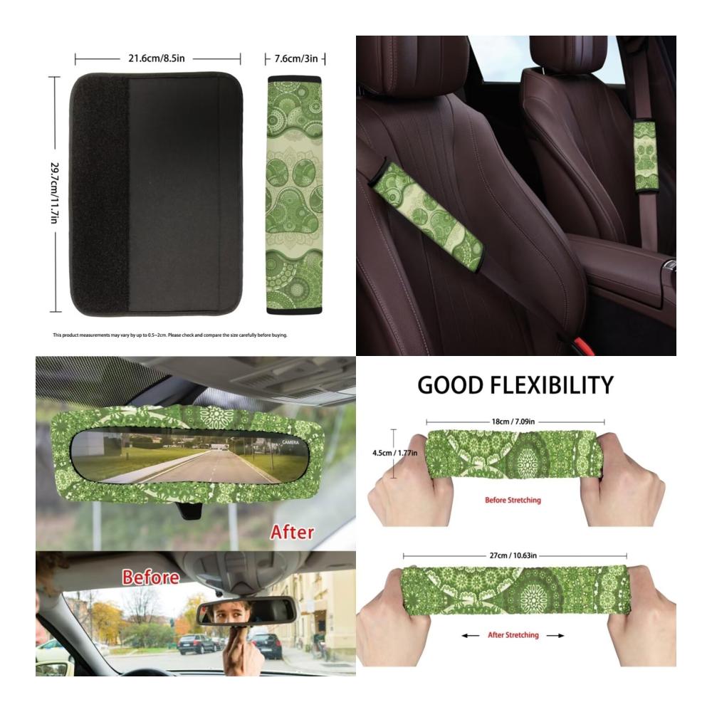 Stilvolles Boho-Mandala Design! Hundepfotenabdruck Muster! Komplettes Set für die Innenausstattung Vordersitzbezüge mit Lenkradbezug für LKW/SUV/Vans. Jetzt erhältlich