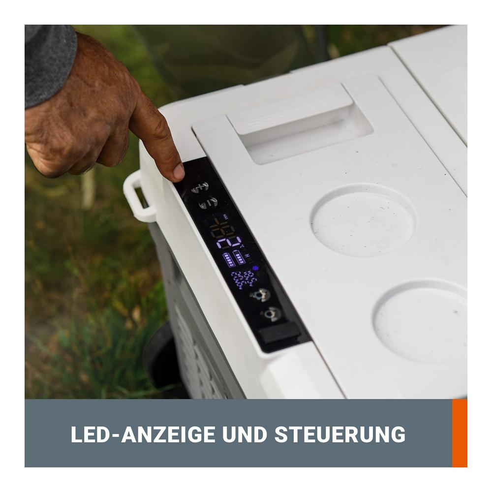 Kühlbox 23L für Unterwegs 18V (20V MAX) Mobile Kühlbox WX876 mit PowerShare 20V AC/DC-Anschluss -20℃-20℃ ideal für Baustelle Camping & Autofahrt – Zuggriff & Rad inklusive
