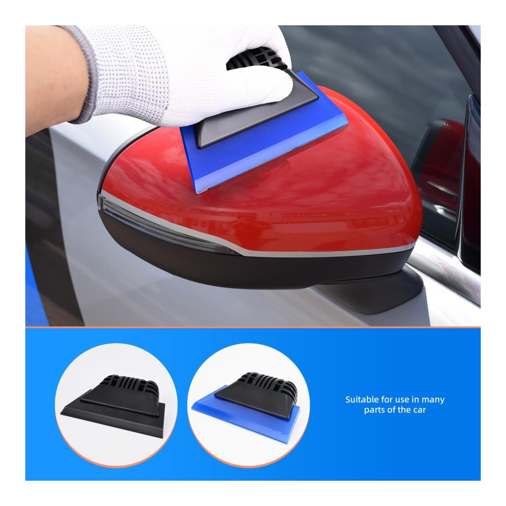 Fensterfolien Profi Auto Wasserabzieher mit Silikonlippe für Spiegel Dusche & Autofenster | Fensterwischer inklusive | Car Wrapping & Tönungsfolie Schwarz Blau