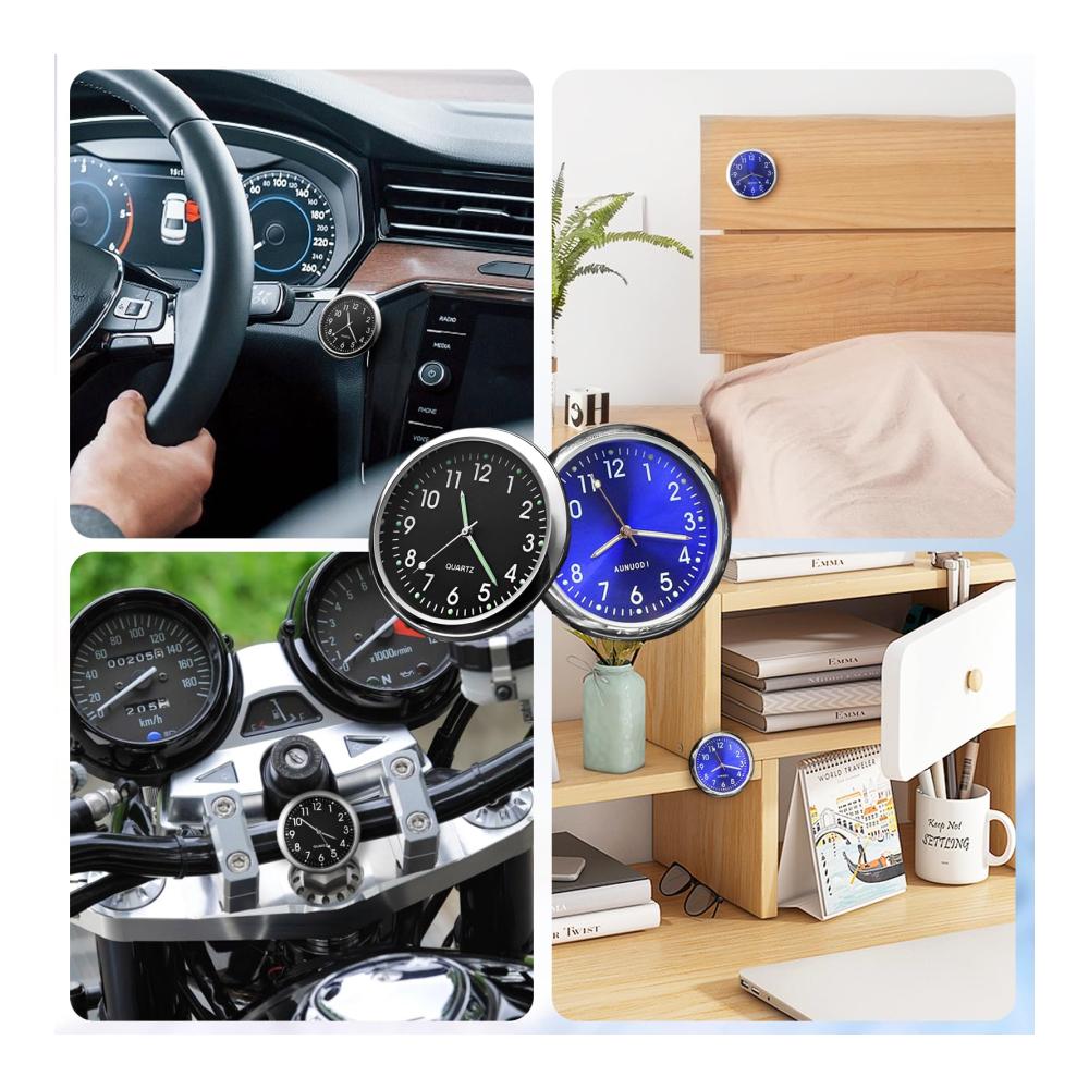 2er Set Mini Auto Uhren für Armaturenbrett und Lüftungsschlitze - Präzise Quarz-Autouhren für Büro Zuhause & Unterwegs - Dekorative Wanduhren für Auto und Fahrrad
