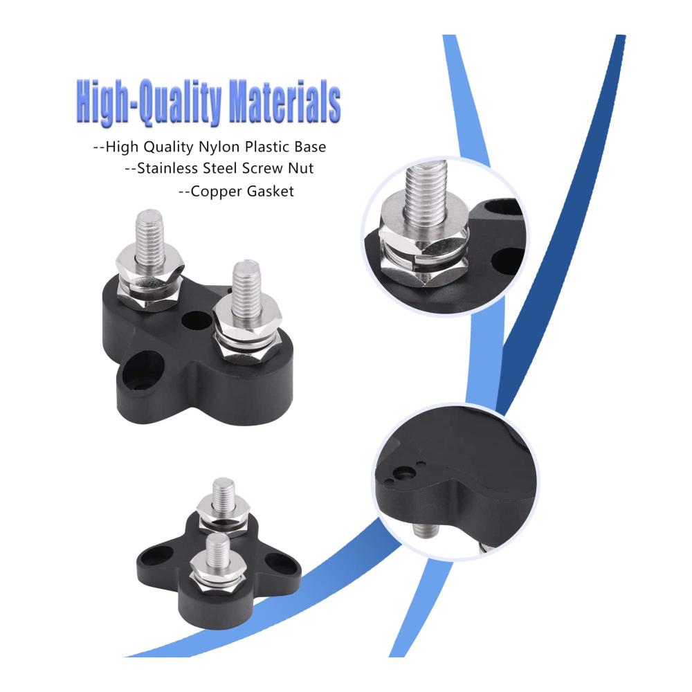 Qazuwa Anschlussbolzen 2er Set M8 5/16 Dual Terminal Stud mit Schrauben | Hochwertige Verbindungselemente für 12-48V LKWs, Wohnmobile & Boote | Robuste Bolzen, Muttern & Schrauben (Rot/Schwarz