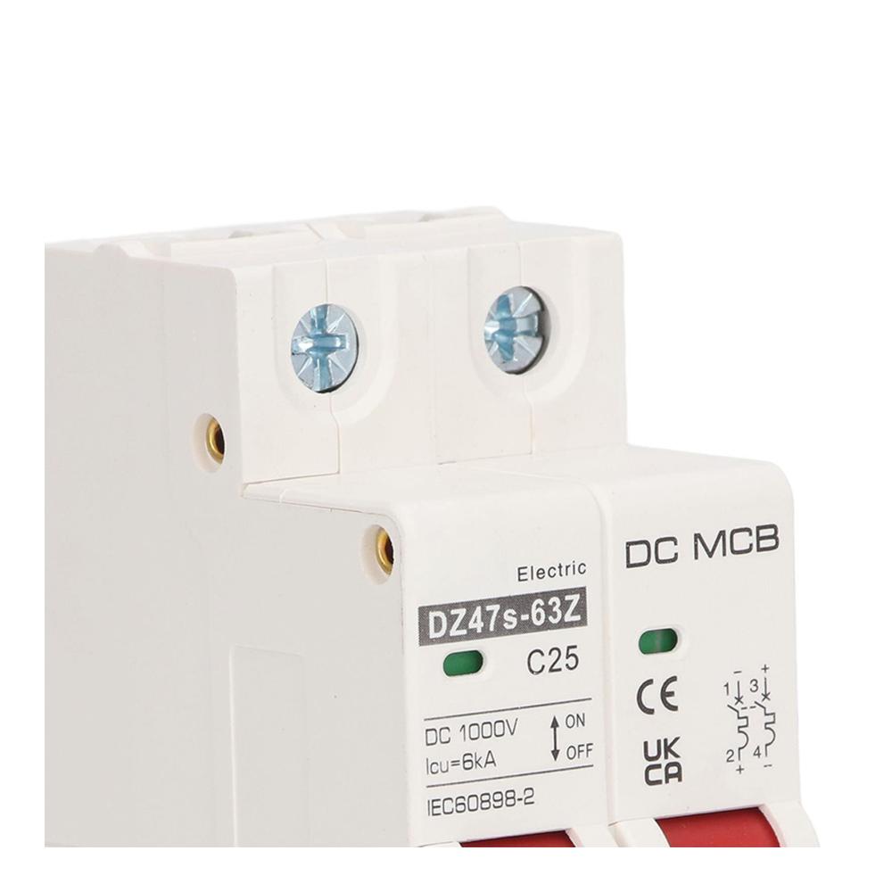 Schutzschalter für Solar-PV-Systeme Miniatur-Leistungsschalter DC 1000V 25A elektrischer Auslaufschutz 2P Überlastschutzschalter - Zuverlässiger Stromschutz (DZ47S 63Z