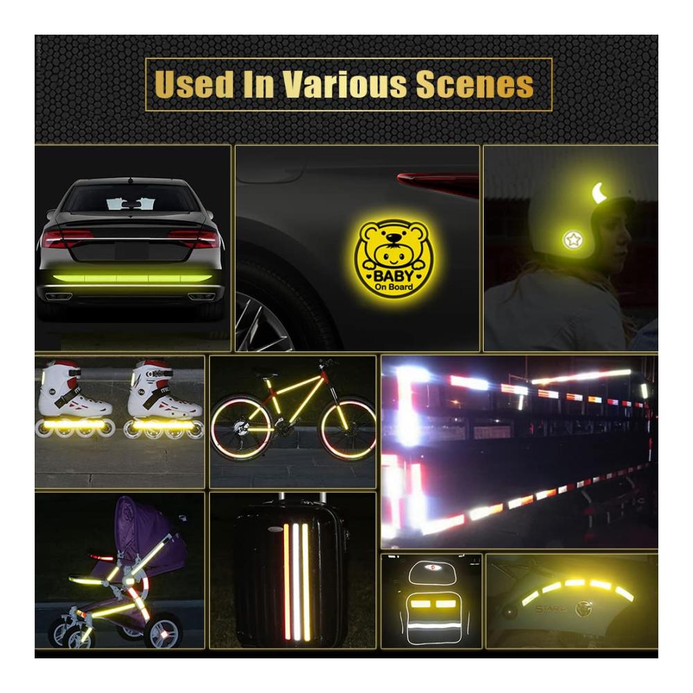 10 Stück Reflektierende Aufkleber Set für maximale Nachtsichtsicherheit - Warnschilder für Autos LKW & Motorräder - Selbstklebende Vinyl-Aufkleber mit hoher Intensität