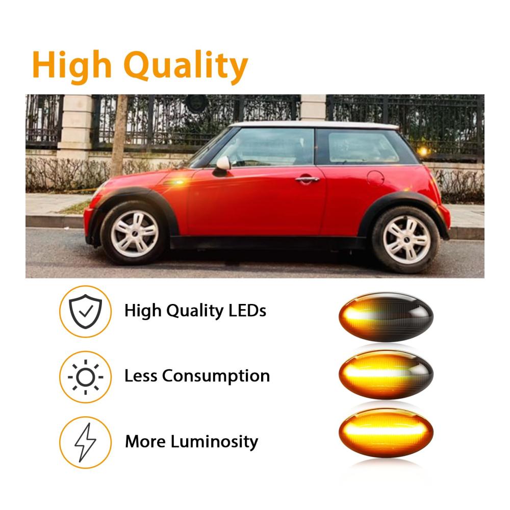 LED Seitenleuchten Set für Mini Cooper R50 R52 R53 2002-2008 | Canbus Kompatibel | Seitenblinker Seitenmarkierungsleuchter für Hatchback | Modernes Design | Einfache Installation | 2 Stück