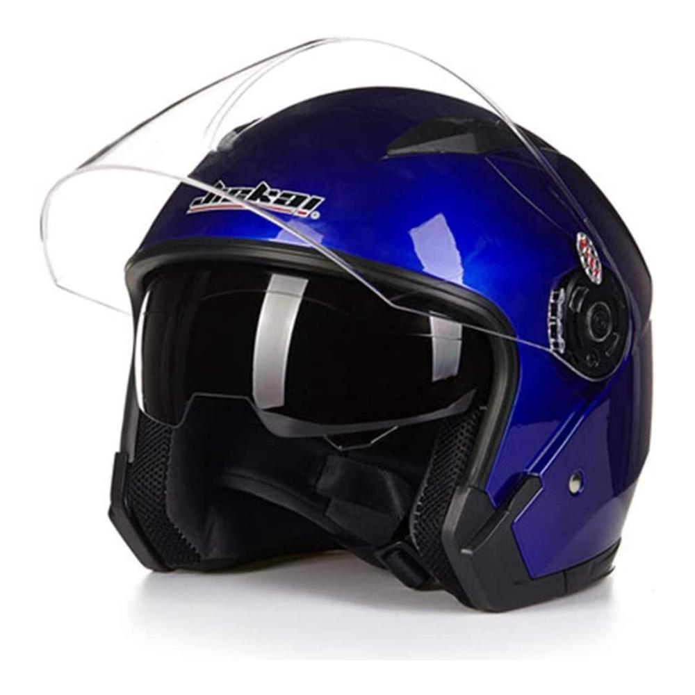 Stylischer Vintage Jethelm für ultimativen Schutz beim Motorradfahren – Hochwertiger Doppelscheiben-Schutzhelm für sicheres Racing und stilvolles Cruisen