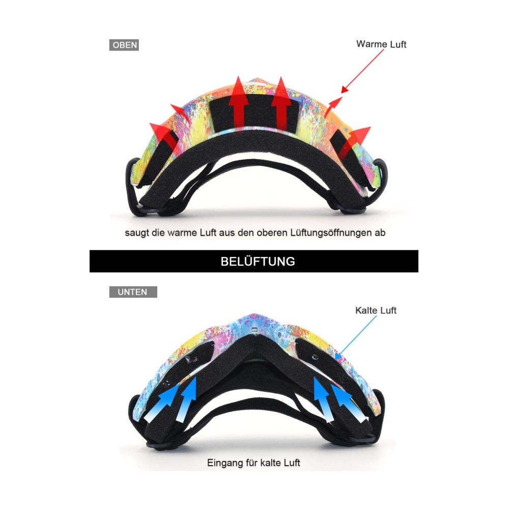 SPOSUNE Motorradbrille mit abnehmbarer Gesichtsmaske | Anti-Kratzer & staubgeschützt | UV400 Schutz | Ideal für ATV Motocross Paintball & mehr | Verstellbarer Riemen & weicher Schaumstoff