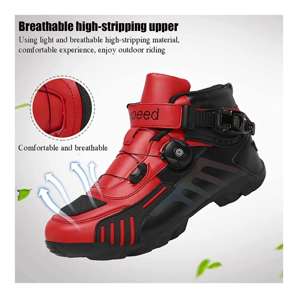 Entdecken Sie die ultimativen wasserdichten Herren-Motorradstiefel - Red-45EU | Bequeme Knöchelschuhe für Renn- und Tourenfahrer | Premium-Sportschuh für Motorradfahrer