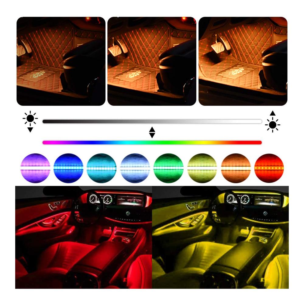 LED Auto Streifen Lichter | Innenbeleuchtung mit 192 LEDs & Fernbedienung | Wasserdicht & Musikaktiviert | USB-Anschluss | 8 Farben & Soundsensor | Auto Dekoration für Atmosphäre & Stimmung | DC 5V