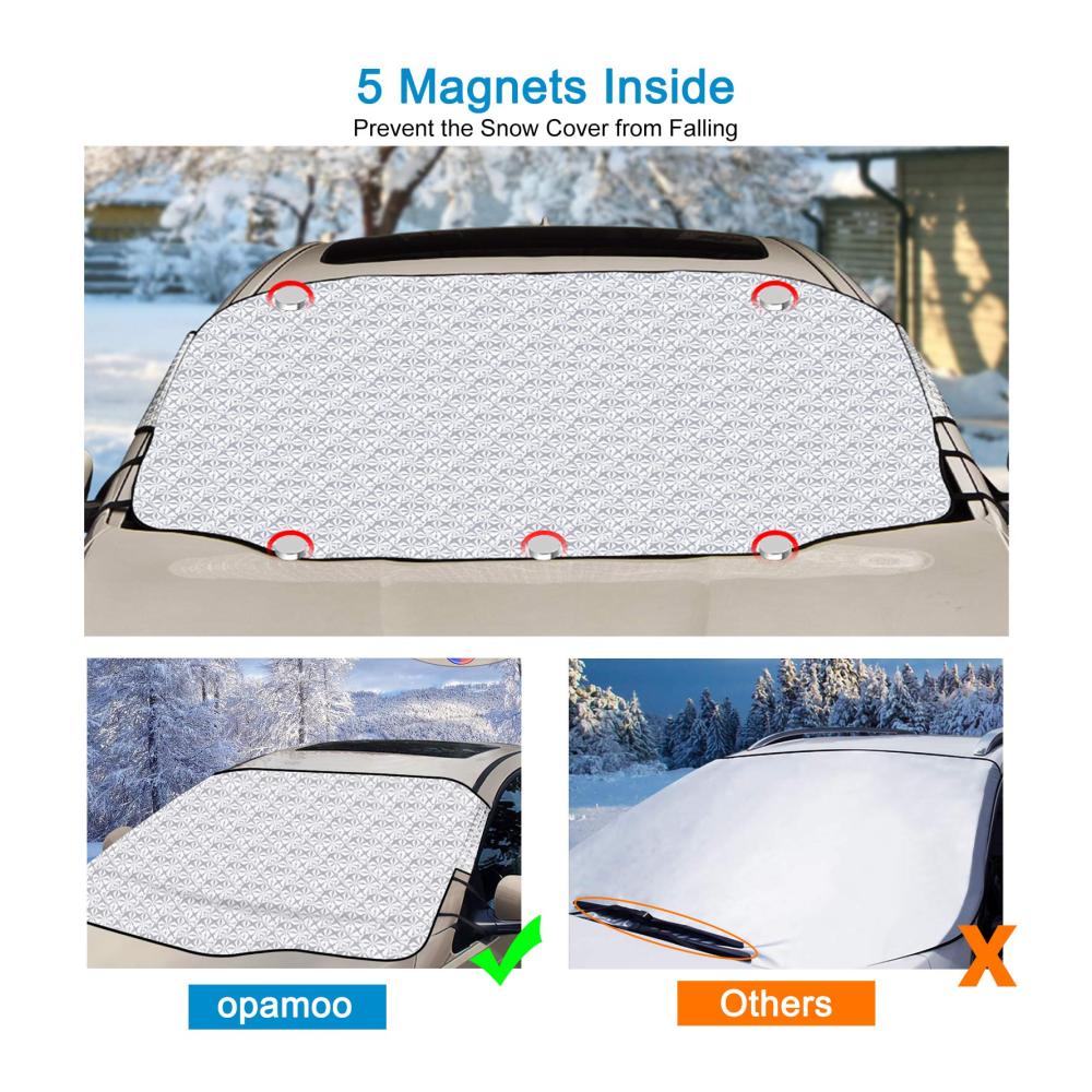 Eisschutzfolien Frontscheibenabdeckung Auto | Magnet Fixierung | Winterabdeckung gegen Frost Schnee UV-Strahlung & Sonne | Faltbar & Abnehmbar | 147x116cm | Opamoo