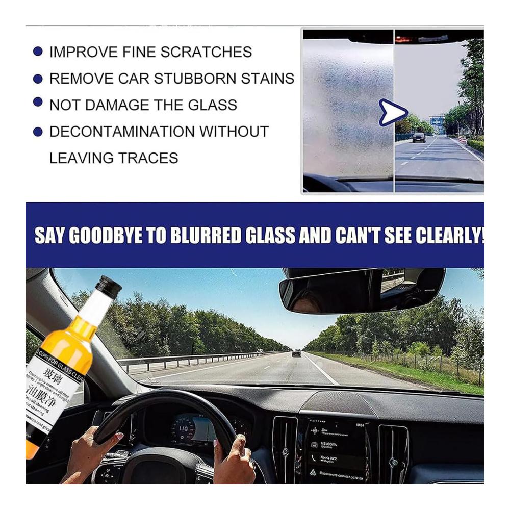 Scheibenreinigungspolituren Effektiver Ölfilm-Entferner für Glasflächen (2 Stück) - Auto Glasreiniger & Politur für klare Sicht und brillanten Glanz - 200 ml