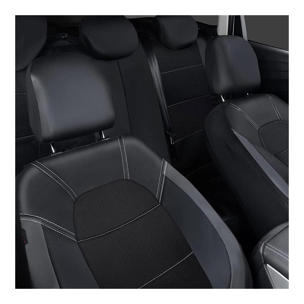 Autositzbezüge Leder für Subaru Forester SJ 4.Gen 2013-2019 | Komplettes Set | Hochwertiges Sitzbezügeset für Vorder- und Rücksitze | Schützt Ihr Auto stilvoll und effektiv | Inklusive Autositzzubehör | A/Black