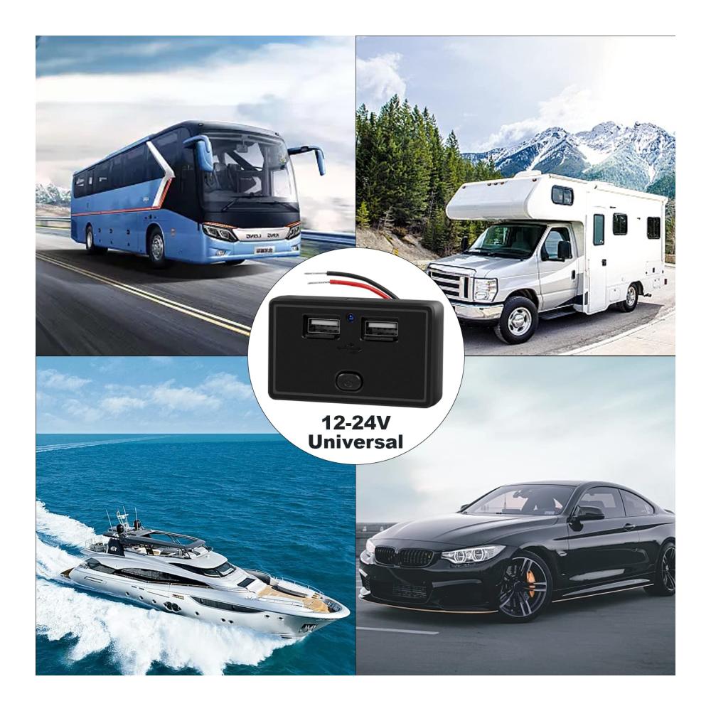 Hochleistungs Zigarettenanzünder USB Ladegerät - 2er Set 4.8A Dual USB Steckdose mit Schalter und LED 12V/24V USB Ladebuchse Panel für Wohnmobil SUV LKW Boot. Blitzschnelles Laden unterwegs