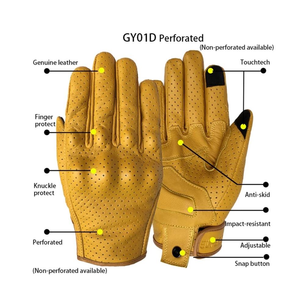 Motorradhandschuhe für Herren Warme Vollfinger-Lederhandschuhe für Motorradfahren Touchscreen-Funktion Gelber Taktikstil für Fahrrad Motocross und mehr