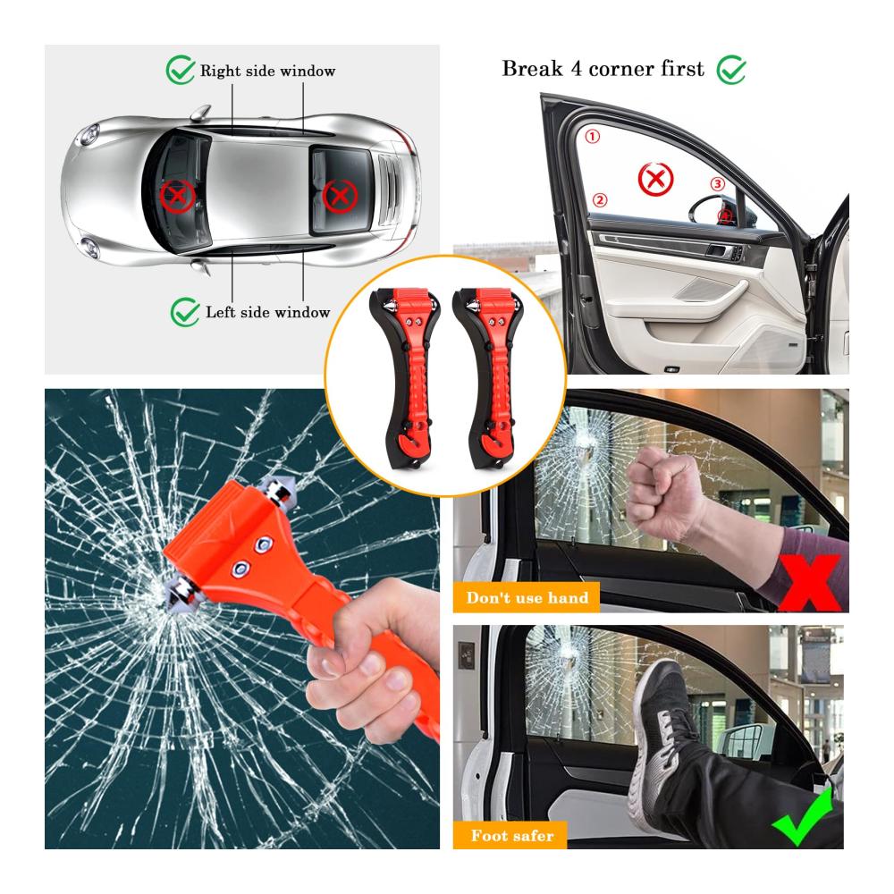 Entdecken Sie unsere hochwertigen Pannenwerkzeugsets 2er-Pack Notfallhammer für Auto Sicherheitshammer mit Gurtmesser – Ideal für PKW LKW und Busse! Fensterbrecher für den Ernstfall