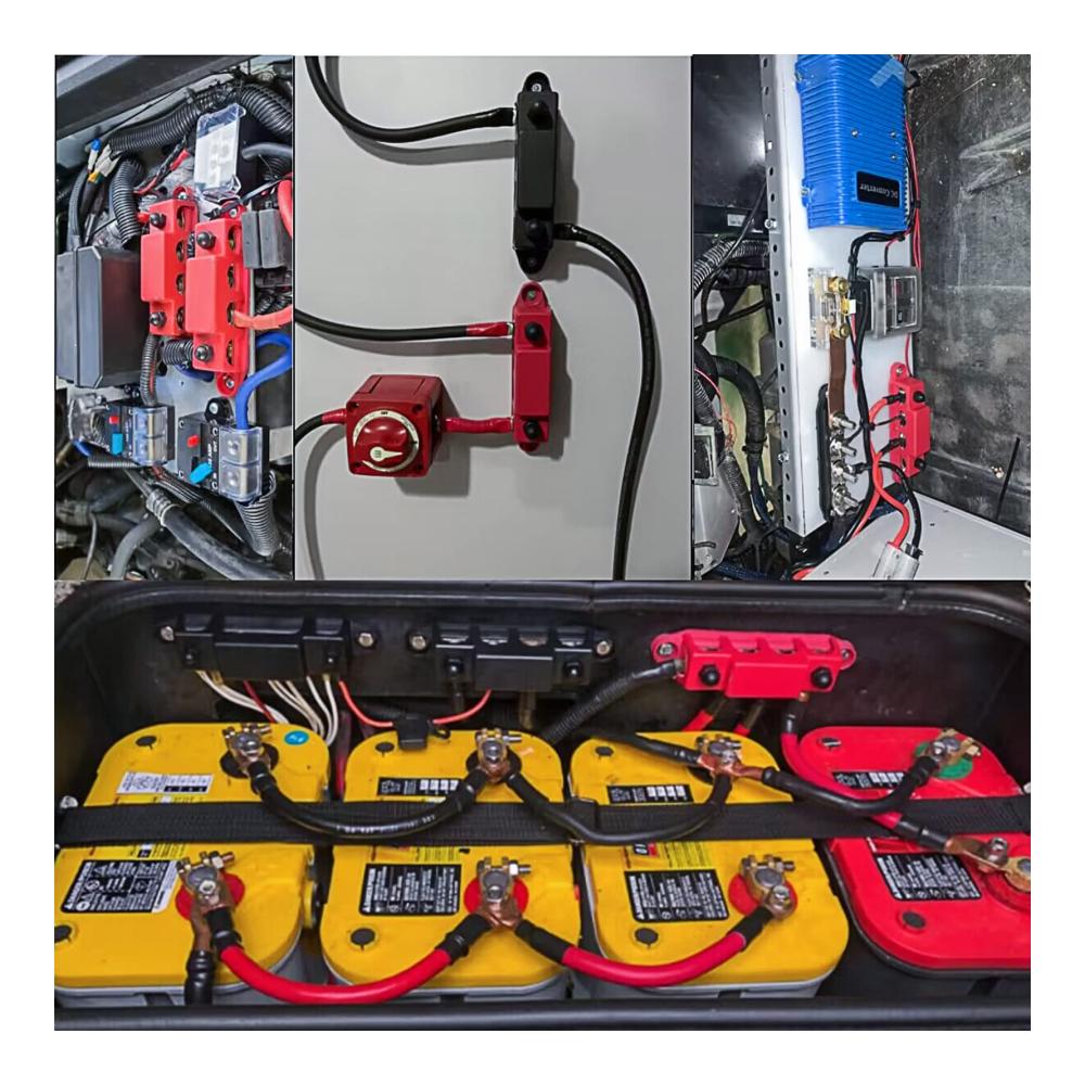 Batterieschalter 12V-48V DC | Stromverteilerblock für Auto RV Boot | 250A Busbar Verteiler mit M8 Anschlüssen | Rot Schwarz | 2er Pack