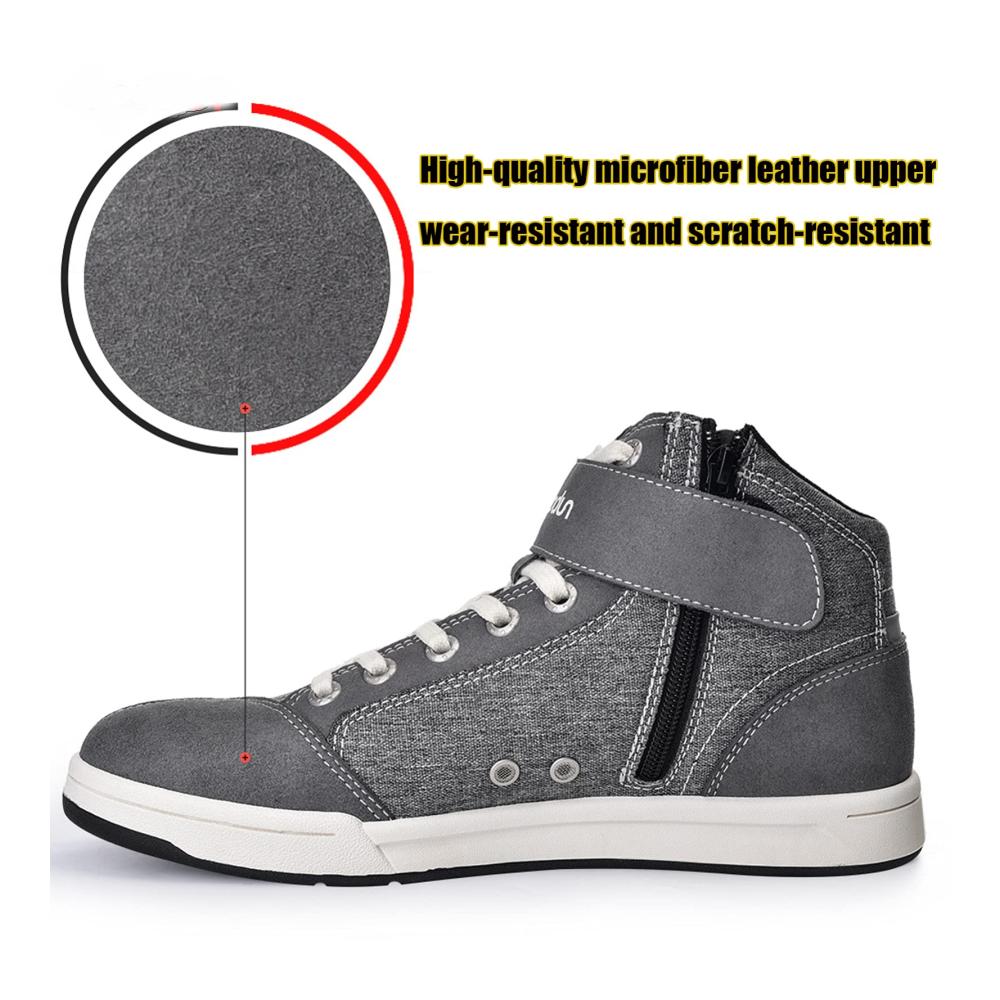 Hochwertige Herrenschuhe Rutschfeste Motorradstiefel für den urbanen Fahrer | Bequeme Casual Sneaker mit Verstärkten Knöcheln | Atmungsaktives Futter für Komfort | Stylische Moto Bike Schuhe Grey-46EU