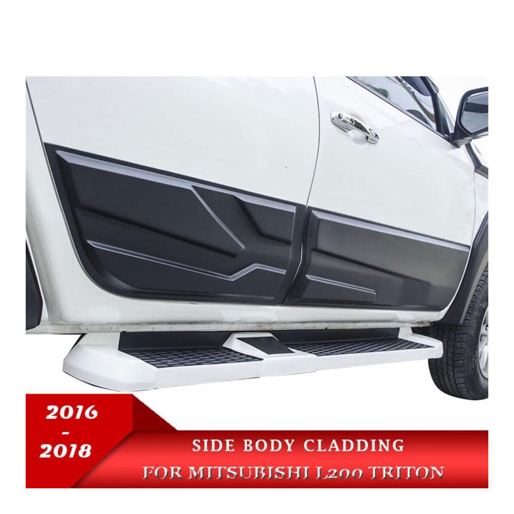 Verbessern Sie den Look Ihres Mitsubishis L200 Triton 2016-2018! Schwarze Seitentürverkleidungen für Double Cab mit hochwertigen Zierverkleidungen - Stil und Schutz in Einem