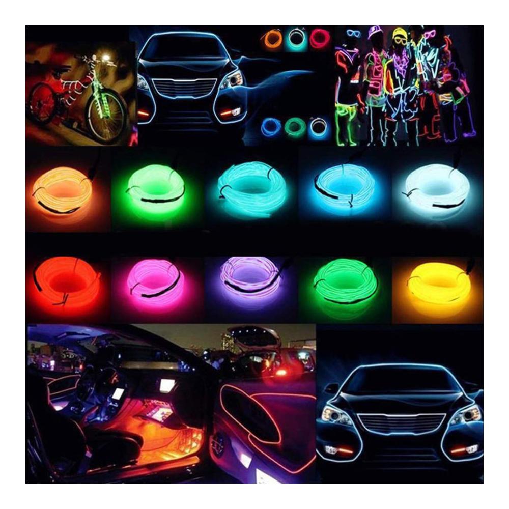 LED Innenbeleuchtung 5m Grüner EL-Draht für Weihnachtsfeier Kostüm Cosplay & Festival Dekoration - Elektrolumineszenzdraht mit leuchtendem Strobing Effekt für Pub Ambiente
