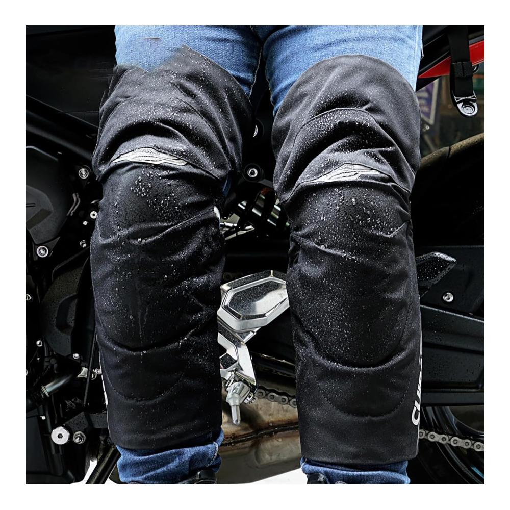 Premium Knieschoner Rock88 Motorrad Kniewärmer für ultimativen Schutz - Verstellbarer Riemen, reflektierendes Design - Ideal zum Radfahren und Reiten - Schwarz, 56 * 50cm