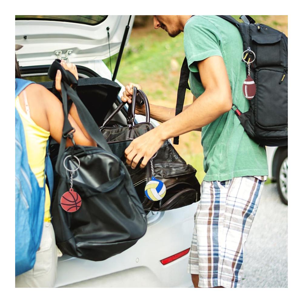 24er Pack Sport Schlüsselanhänger Set - Fußball Volleyball Basketball | Kunststoff Anhänger für Taschen | Ideales Geschenk für Sportfans | Robuste Qualität 3.8x9.85cm