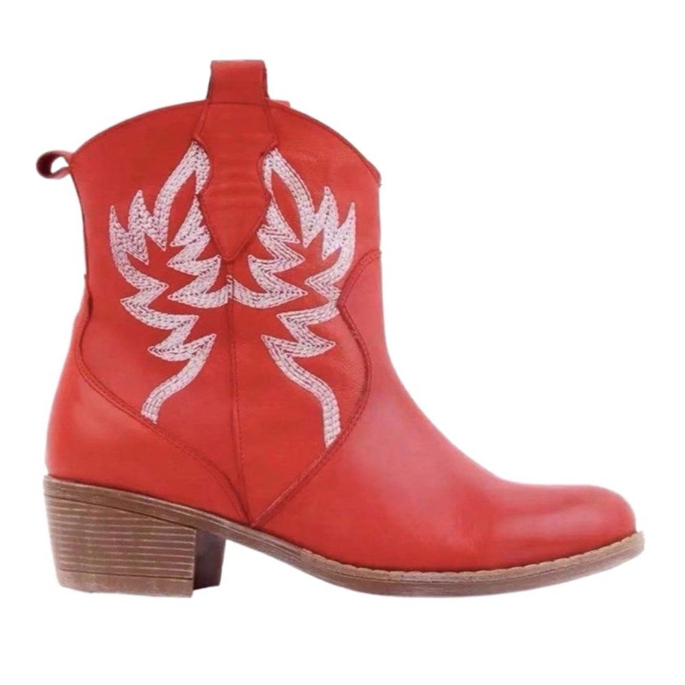 Klassische Damenstiefel mit Vintage-Muster | HOBTEC Motorrad-Stiefel für die Mitte der Wade | Bequeme Absätze und zeitloses Design | Ideale Damenstiefel für jede Gelegenheit | Stilvoll unterwegs