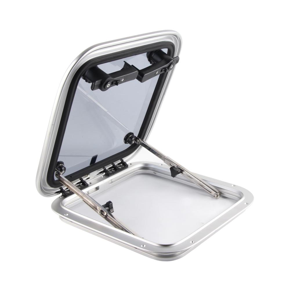 Premium Rauchgrau Ausziehbares Bullauge für Boot Yacht & Wohnmobil - Quadratisch 360 mm Länge & Breite - Hupen & Signalhörner sicher montieren