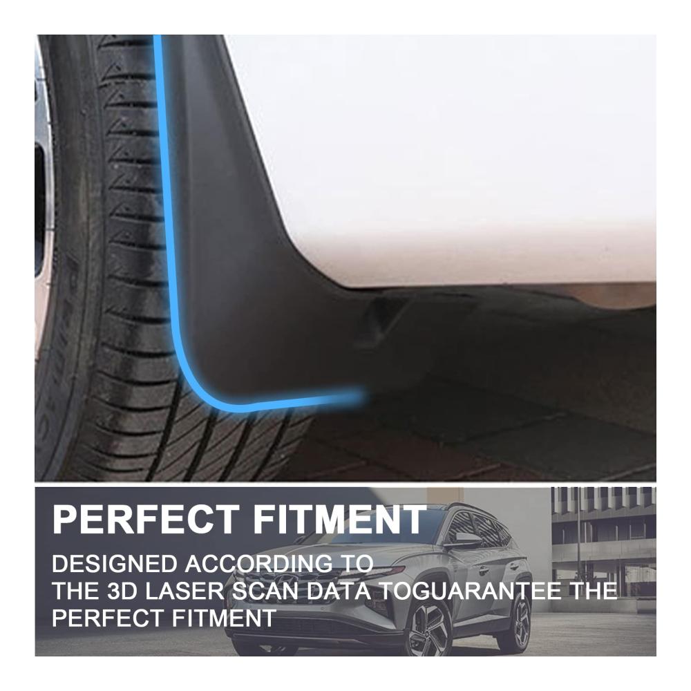 Schmutzfänger für Hyundai Tucson NX4 2021-2023 | Vorne & Hinten | Original-Schraubenloch-Design | Premium PP-Material | Einfache Montage | Auto Kotflügel Schutzbleche