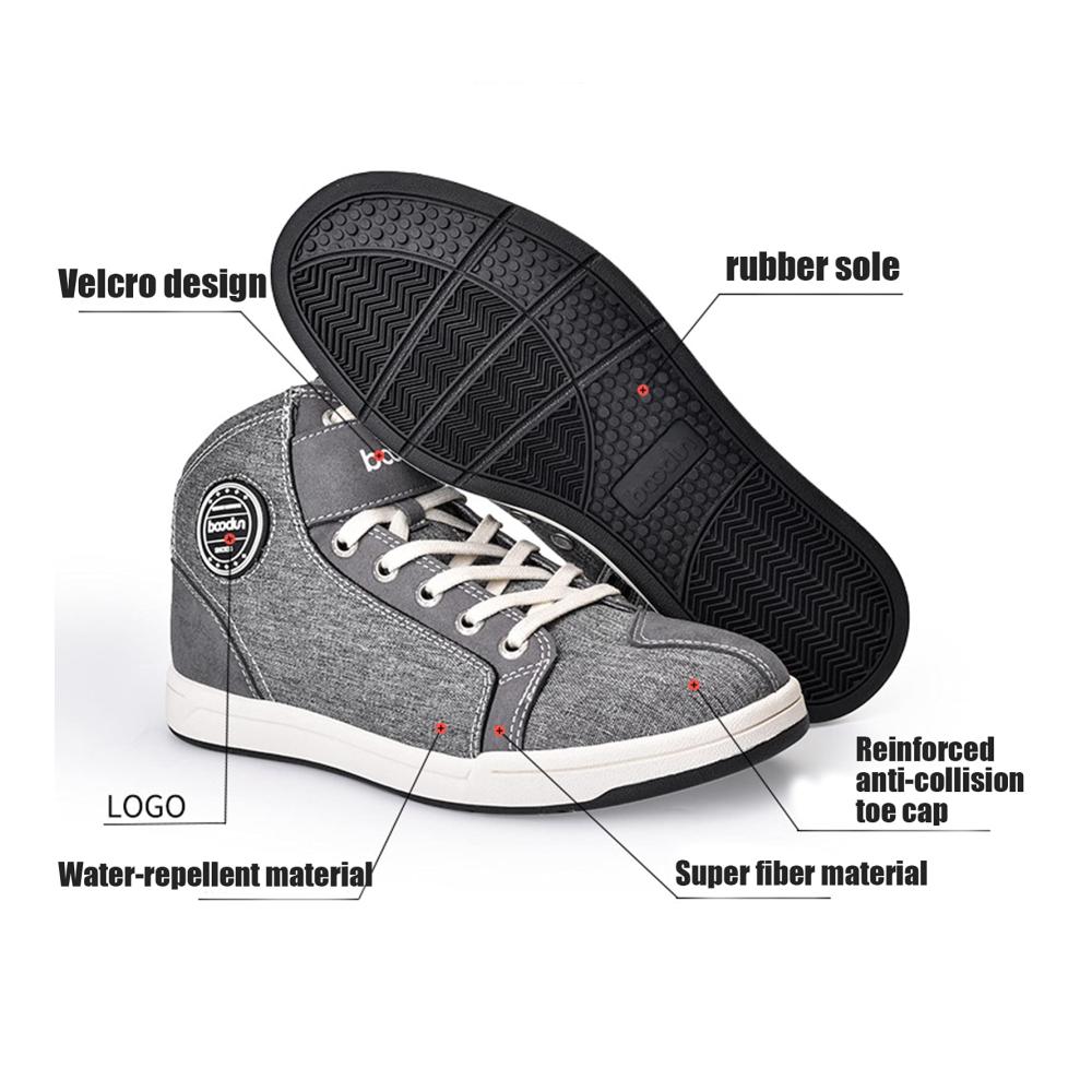 Hochwertige Herrenschuhe Rutschfeste Motorradstiefel für den urbanen Fahrer | Bequeme Casual Sneaker mit Verstärkten Knöcheln | Atmungsaktives Futter für Komfort | Stylische Moto Bike Schuhe Grey-46EU